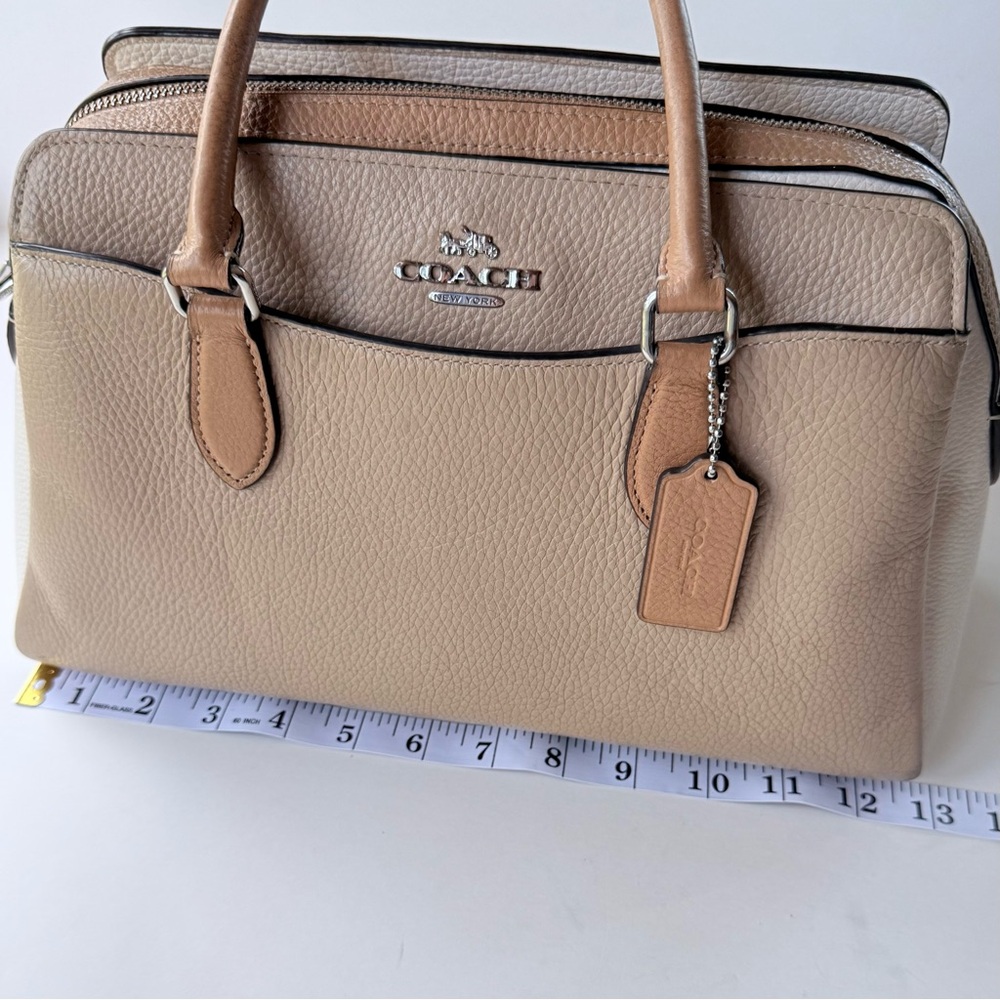Coach Darcie Carryall Satchel Bag in Colorblock Chalk Beige Sand Tan - Picture 12 of 16